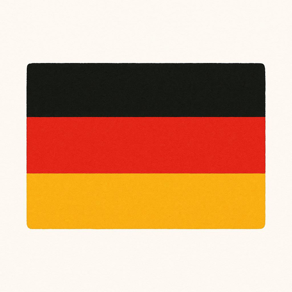 A simple depiction of the German flag, consisting of three horizontal stripes of black, red, and gold.
