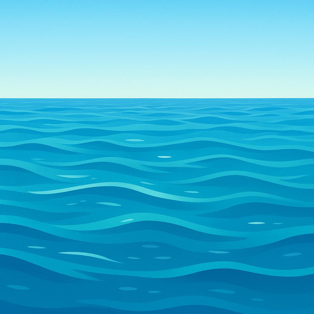 A sweeping view of a vast, deep blue ocean meeting the clear sky at the horizon.