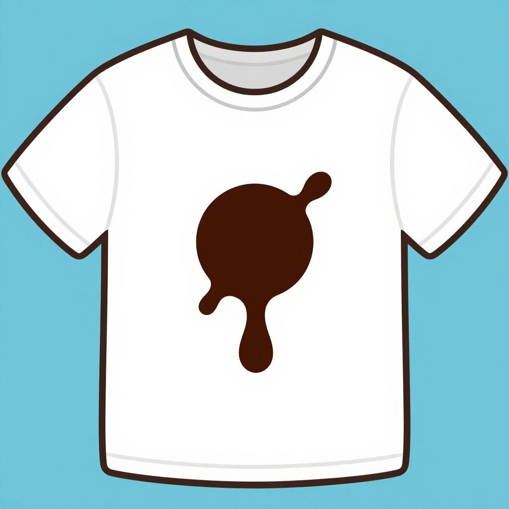 A white shirt with a large, dark brown coffee stain on the front.