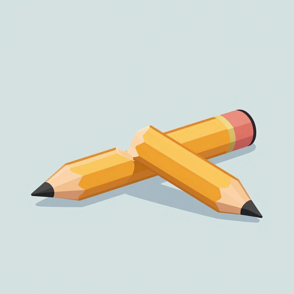 Une illustration colorée d'un crayon en bois cassé en deux morceaux.