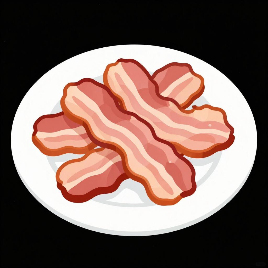 Three crispy, wavy strips of cooked bacon on a simple white plate.