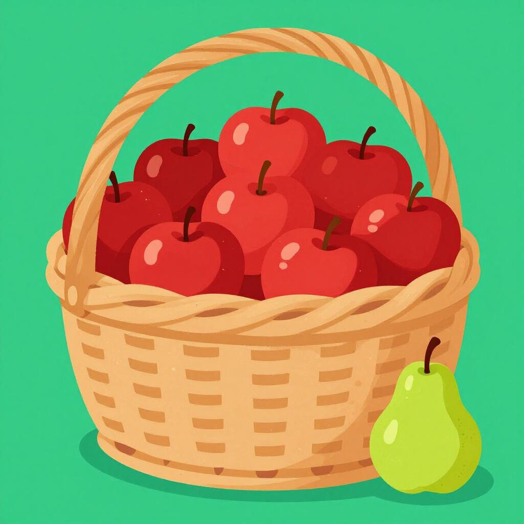 A basket filled primarily with red apples, with only one green apple at the very bottom.
