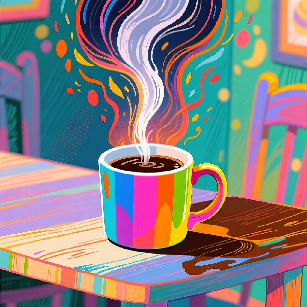 A steaming coffee cup that is clearly too hot to drink, with intense heat visibly radiating from the liquid.