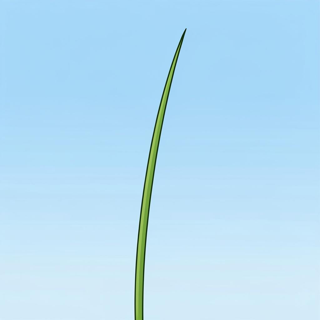 A single, tall, thin stalk of grass standing alone against a soft background.