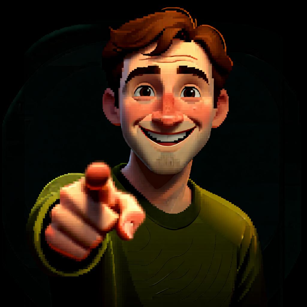 A person pointing directly at the viewer with a friendly smile, representing the pronoun 'you'.