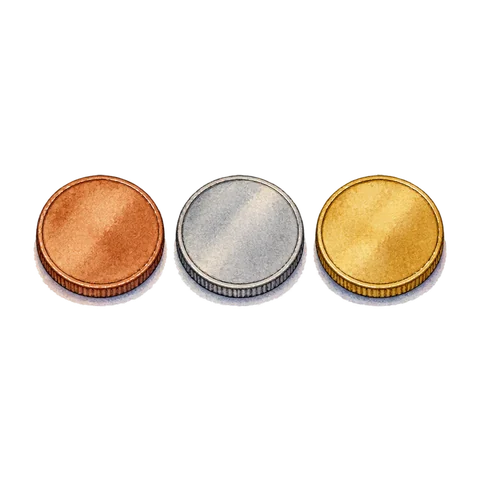 Three plain coins in a row