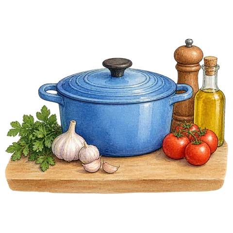 A cooking pot on a kitchen counter