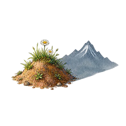 A tiny mound casting a mountain-shaped shadow
