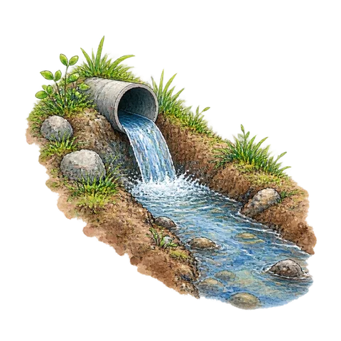 Water flowing into a newly formed stream channel