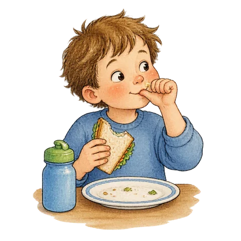 A tiny meal balanced on a thumb.