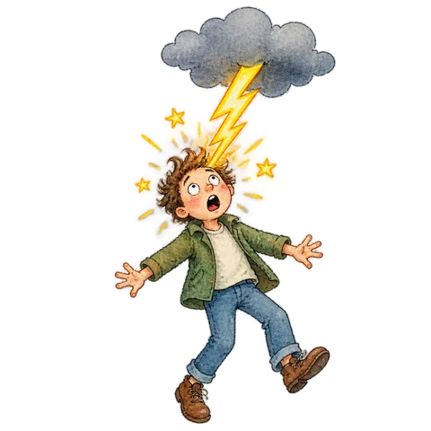 A sudden lightning strike.