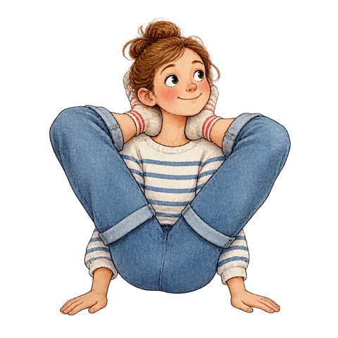 A playful scene of legs lifted toward a neck.