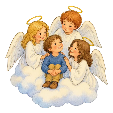 A joyful scene among angels.