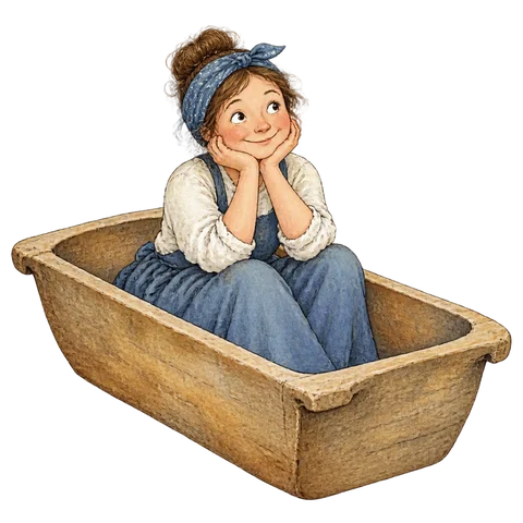 A person in a kneading trough.