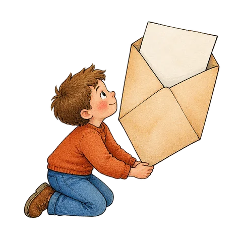 A playful scene at the foot of a letter.