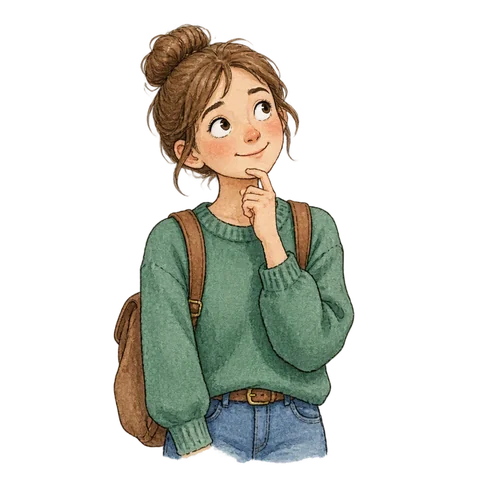 A person looking around with a friendly puzzled expression
