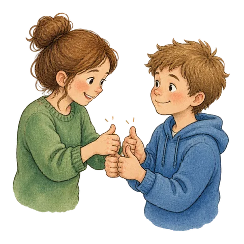 Hands pressing their thumbs for good luck.