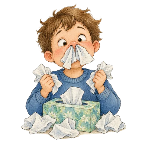 A playful scene of someone with a full nose.