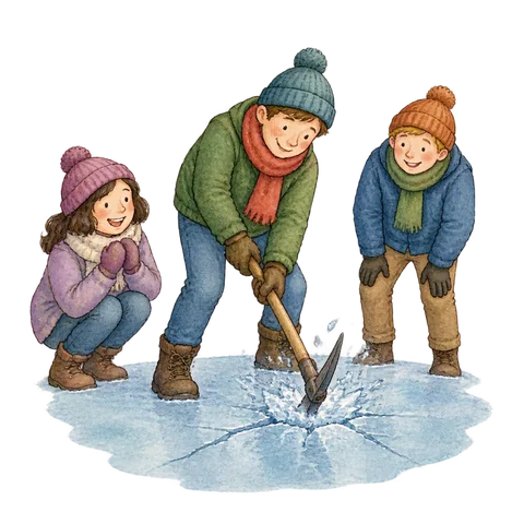 Ice breaking apart.