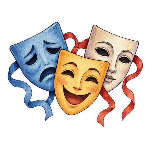 A small collection of expressive theater masks