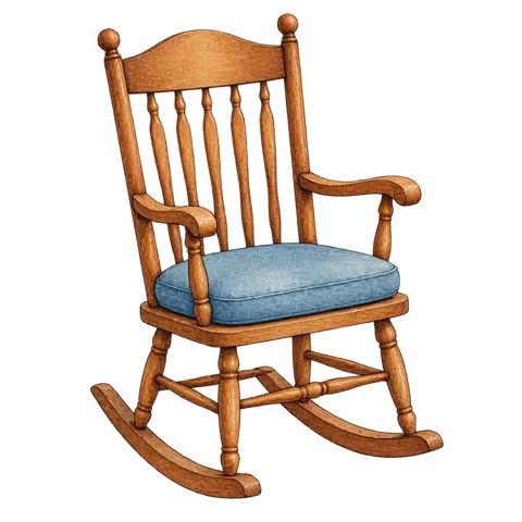 An empty grandfather’s rocking chair