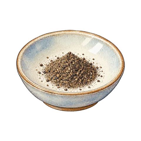 A shallow dish with a little ground pepper