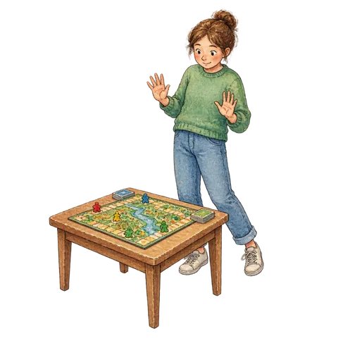 A person stepping back from a game board