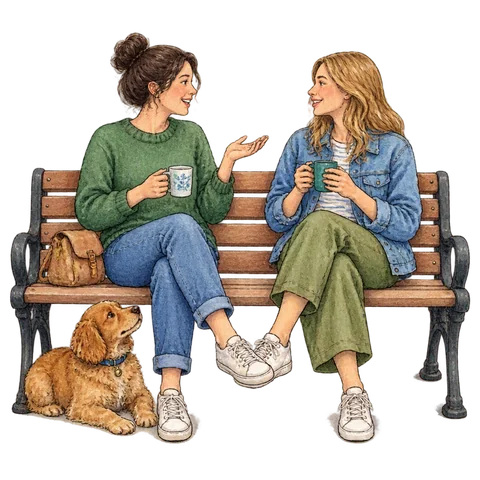 Two friends sharing a relaxed conversation