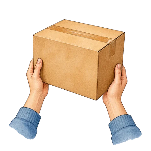 Two hands lifting a box
