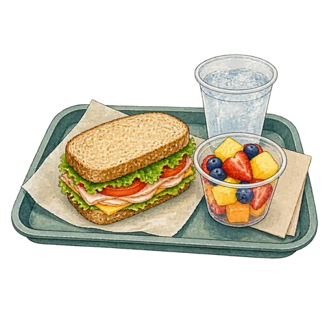 A simple meal on a restaurant tray