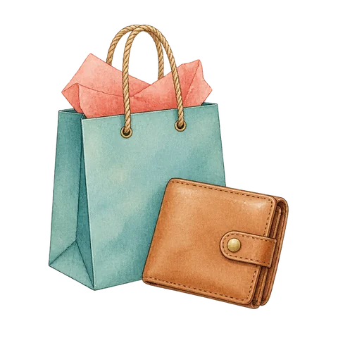 A small shopping bag and wallet