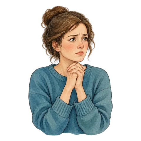 A tense spectator clasping their hands