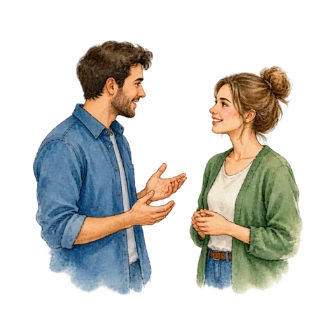 Two people sharing a friendly conversation