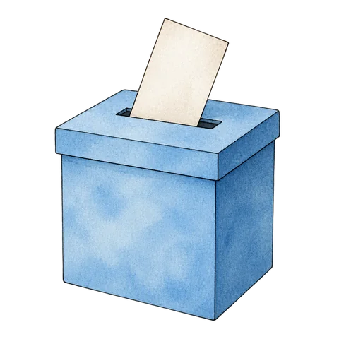 A ballot box with a blank ballot