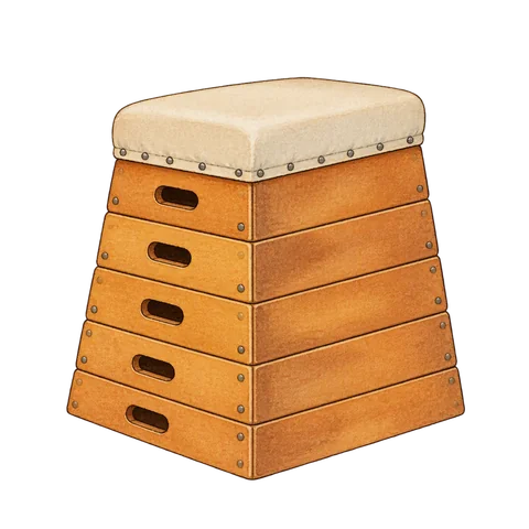 A padded gym vaulting box