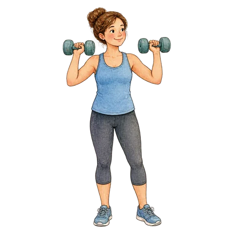A person with a small weight lifting from their shoulders