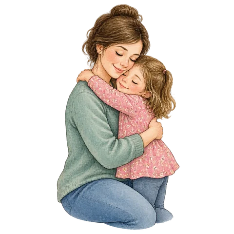 A mother and child sharing a warm hug