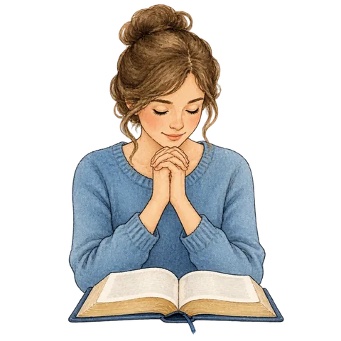 A woman beside an open prayer book